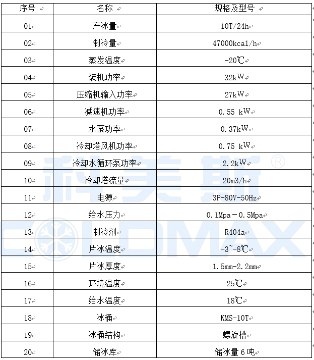 科美斯CFF-10E 10噸片冰機設計方案